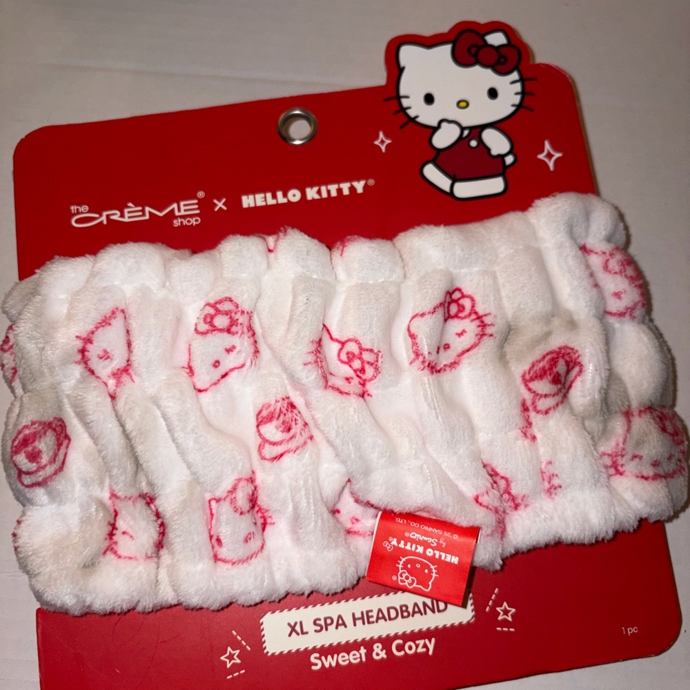 Hello Kitty XL Spa Headband - White and Red super soft! New!